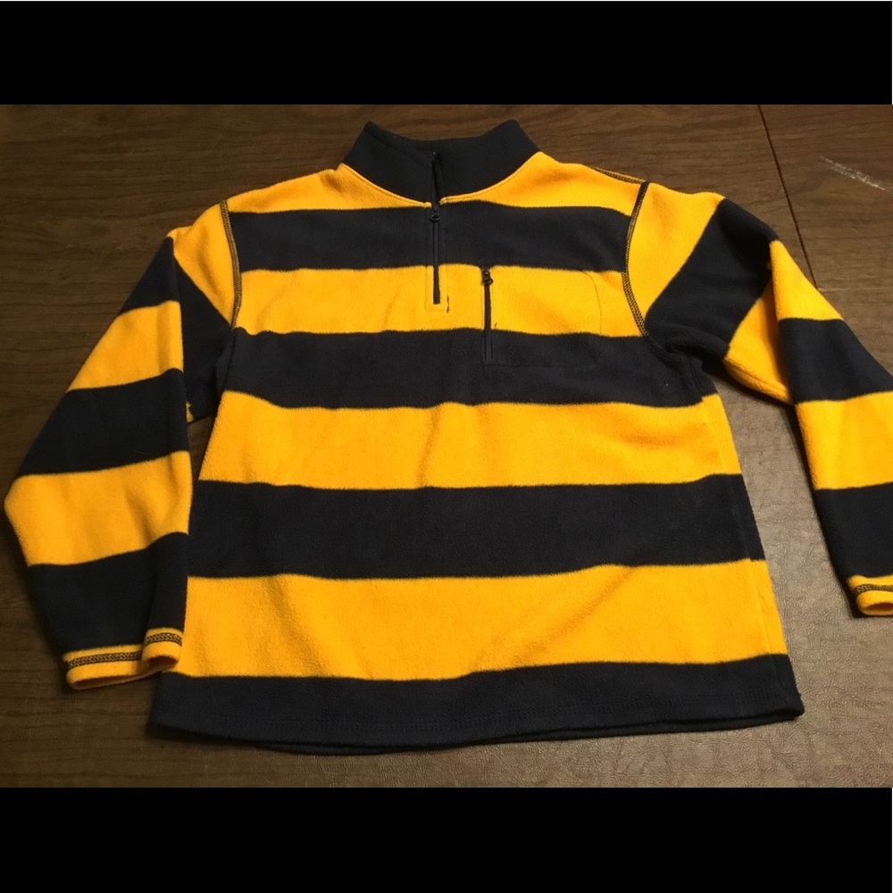 GAP fleece boys Sz 8 M medium 1/4 zip blue gold